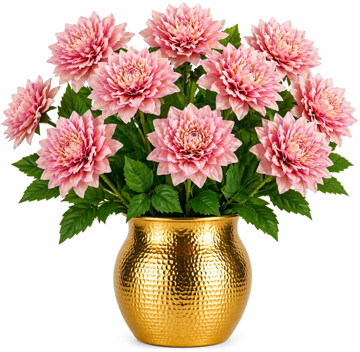 Mica Decorations Kunstbloem Dahlia Artistic - 8x - H74 cm - roze - kunststof - stelen kunstbloemen - boeket - bloemetjes