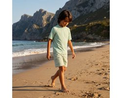 Ducksday - Zwemshort voor jongen - boardshort - UV - werend - UPF50+ - Surf - Andes - Muntgroen gestreept - 146/152