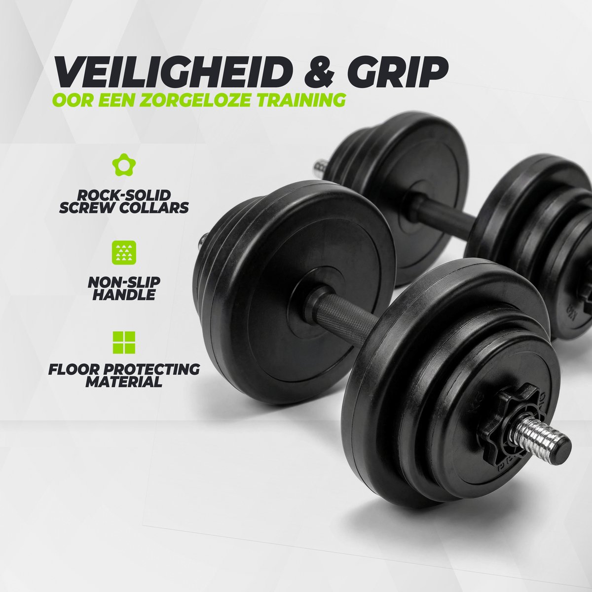 VirtuFit Verstelbare Dumbbell Set 28 kg - Vinyl - 2 x 14 kg Dumbbells - Gewichten Set - Halterset - Dumbells - Voor Krachttraining – foto 3