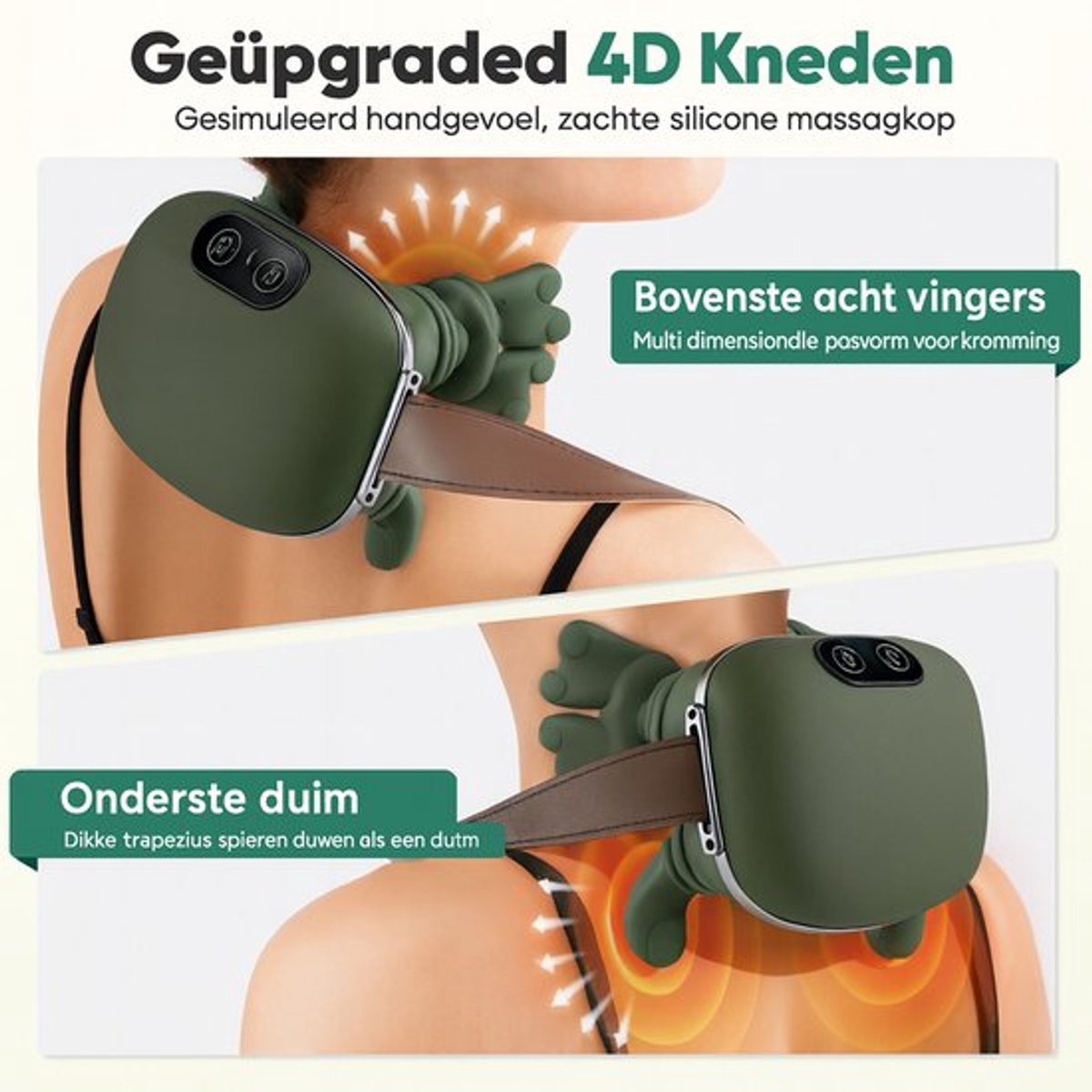 Nekmassage Draadloos Shiatsu Massagekussen met Warmte - afbeelding 3