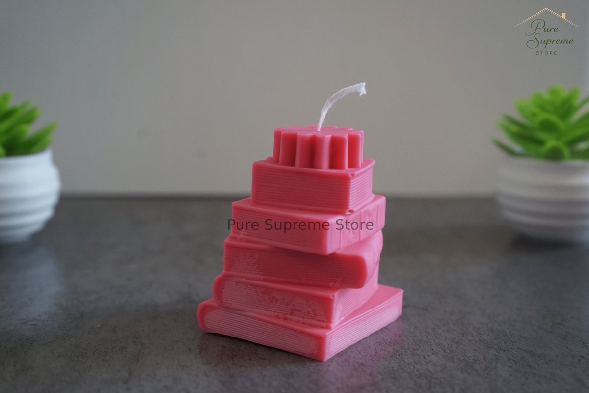 Pure Supreme Store Decoratie kaars boekenstapel roze | Handgemaakt