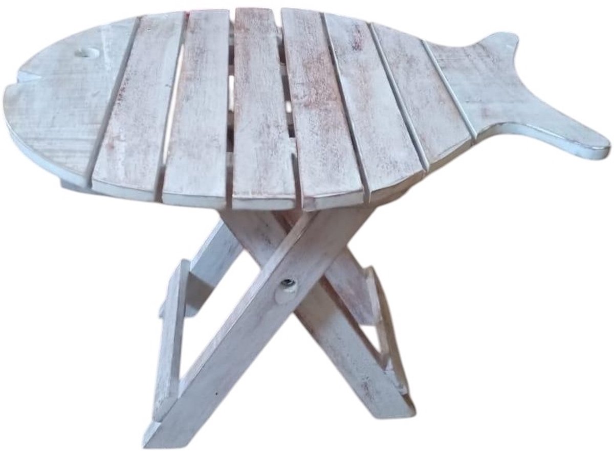 Vouwbare tafel vis Loka van hout wit