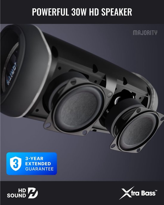 Majority Move 2 - Bluetooth Speaker - Draagbaar - 30W - 30 uur Batterij - Waterbestendig - IPX6 - Zwart van Majority — afbeelding 3
