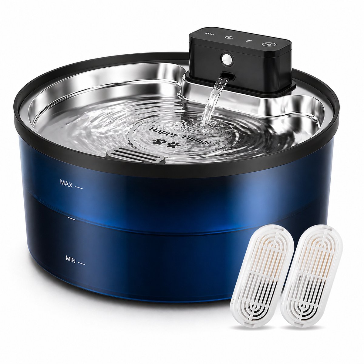 Bol.com Happy Things Draadloze Drinkfontein Kat en Hond ZR20 Model - 3.2L - RVS - met Sensor - Geruisloos aanbieding