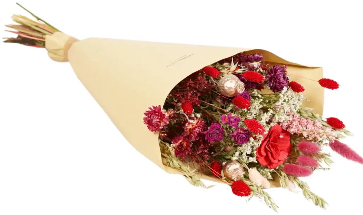 Wildflowers by Floriëtte Field Bouquet - Red Allure - Rood - 60 cm - Droogbloemen - Boeket