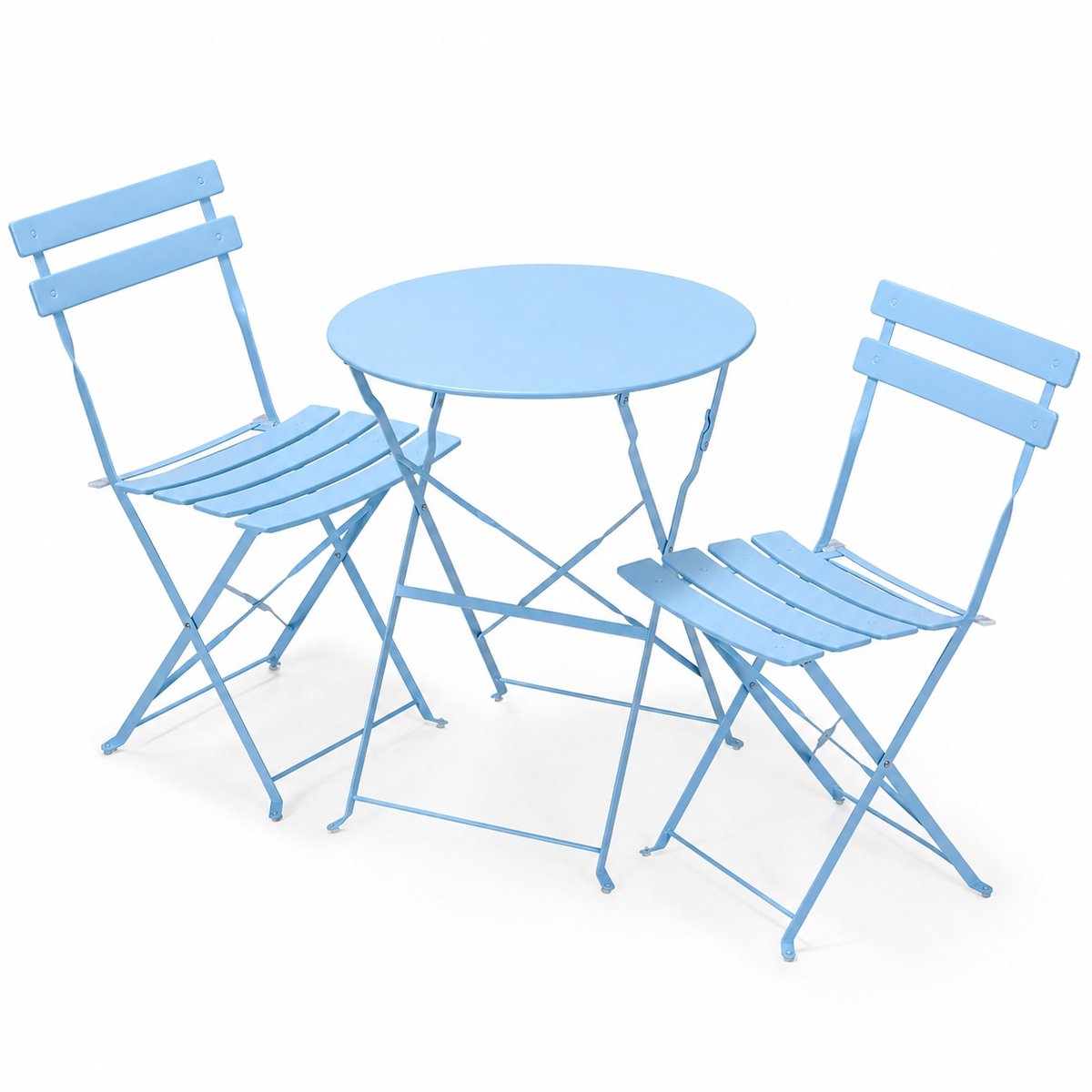 Sello! bistroset – balkon – tuin – patio – compact formaat – opvouwbaar – lichtgewicht – stevig en stabiel – lichtblauw