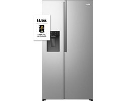 ETNA AKV5178IRVS - Amerikaanse koelkast - No-Frost - 178 cm hoog - 528 liter - Energielabel E - Invriesvermogen 10 kg/24u - Geluidsniveau 40 dB - LED Display - IJs- en waterdispenser - SuperCool - FastFreeze - Deuralarm - Multi Airflow – EnergySaving