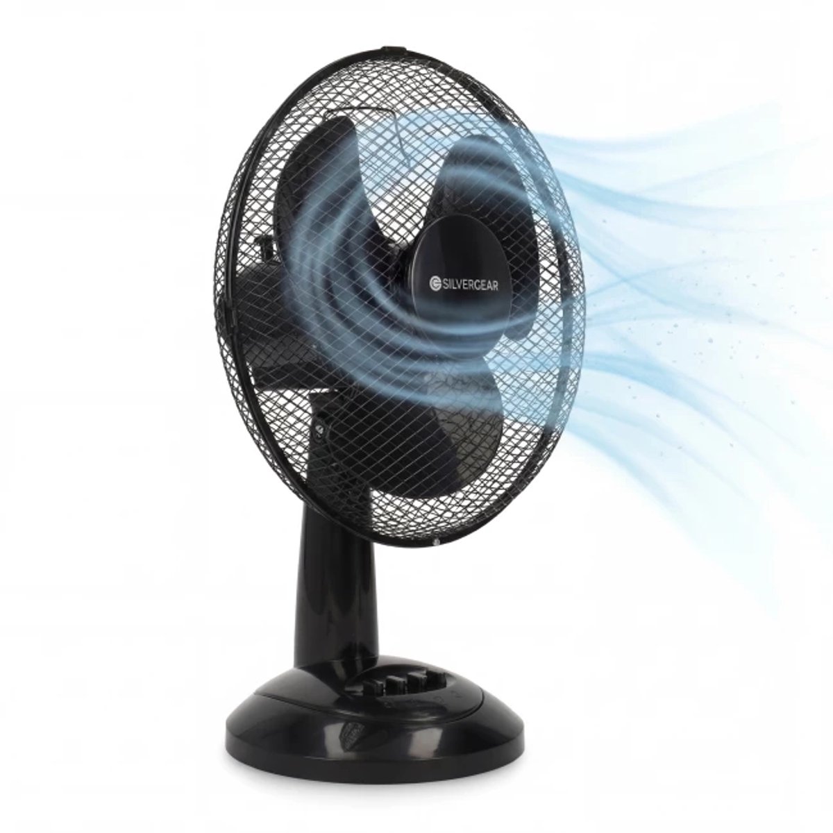 Tafel Ventilator - Compacte Luchtkoeler met 3 Snelheden - Bureauventilator - Kleine Ventilator - Luchtkoeler - Statiefventilator Slaapkamer - Krachtige Fan - Ventilator Staand voor Kantoor - Waaier - Verkoeling - Air Cooler - Zwart - Silvergear