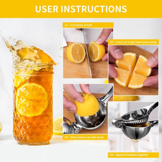 Citroenpers, Heavy Duty Citroenpers, Limoenpers, Handmatige Citruspers, Handheld Sinaasappelpers, Handmatige Fruitpers, Exprimidor De Limones van Merkloos — afbeelding 3