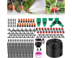 Irrigatiesysteem Tuin - 159 stuks - 30m Leidingen - Tuin Irrigatieset - Water Druppelslang - Automatische sproeier - Automatisch Druppelirrigatiesysteem - Tuinirrigatiesysteem - Bewateringssysteem - Druppelsysteem - Voor Tuinberegening & Nevelkoeling