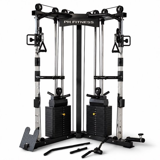 PH Fitness V-Frame Cable Crossover – Dubbele Pulley Krachtstation – 160KG Gewichtstapels – Full Body Rack – Compact & Professioneel – Home Gym
