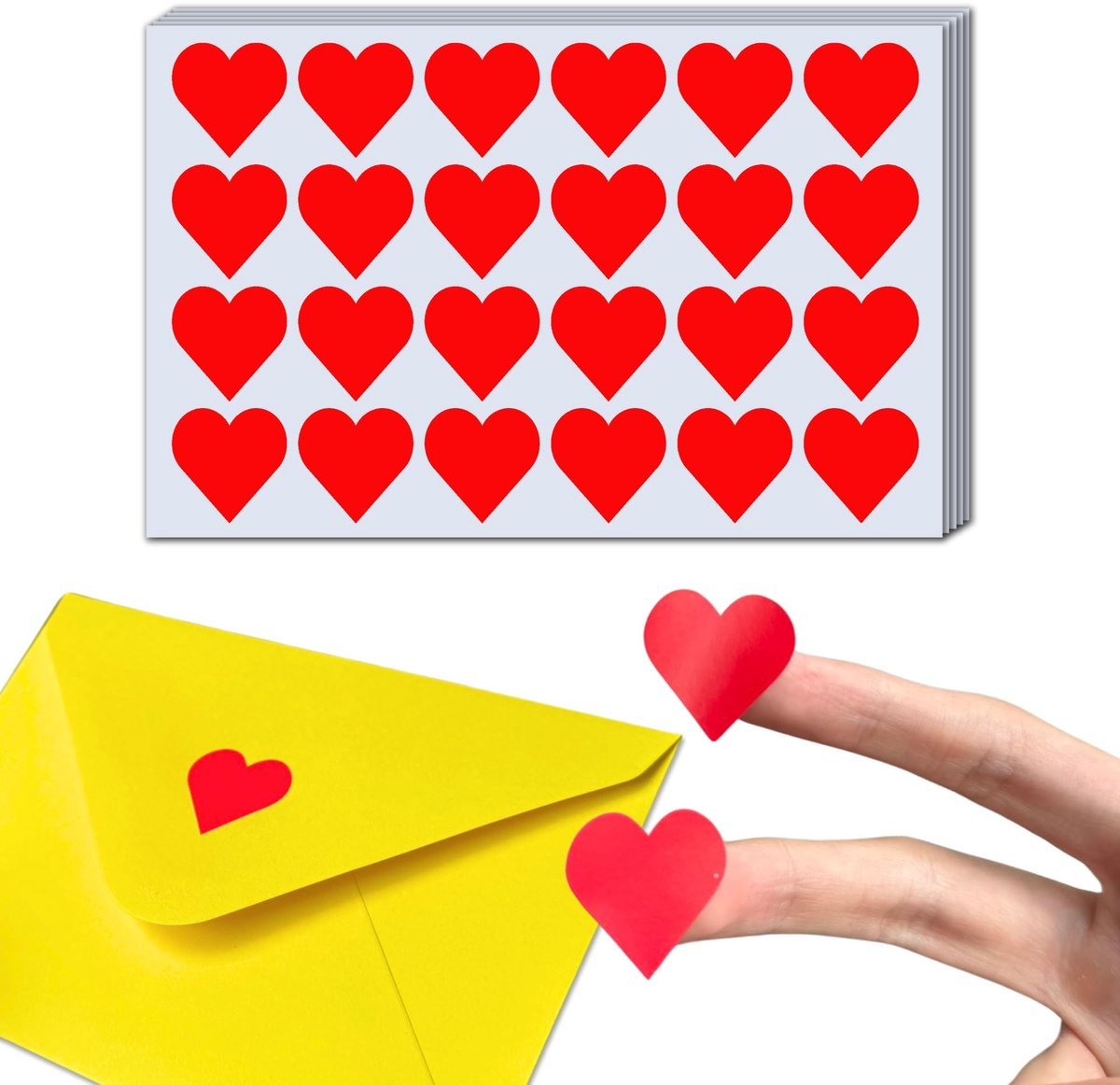 Allecto - Rode Hart Stickers - Zelfklevende Etiketten - 600 Stuks - 25mm - Perfect voor Decoratie en Afdichting - Sterk voor Papier en Plastic