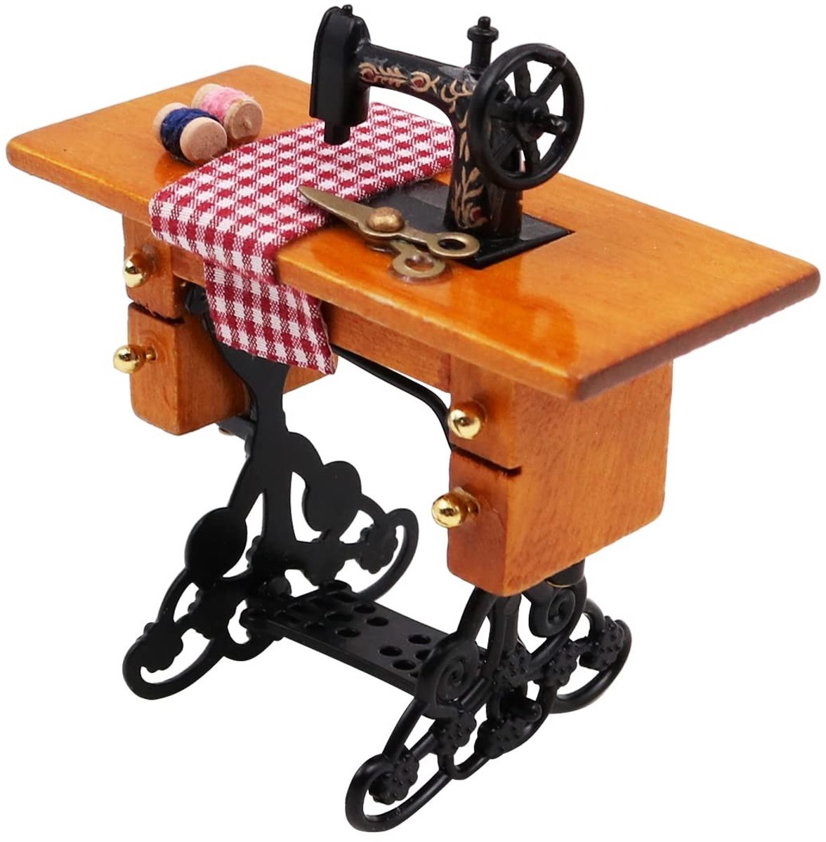 Allecto - Vintage Mini Naaimachine - Poppenhuis Accessoires - Handgemaakt - Houten Meubels - Decoratie voor Barbie - 1/12 Schaal