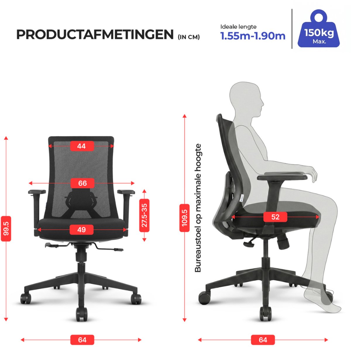 Ergonomische Bureaustoel - Office Chair - afbeelding 3