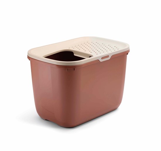 Savic Hop In - Kattenbak - Instap Boven - Toscaans Rood/Champagne - 58,5 x 39 x 39,5 cm
