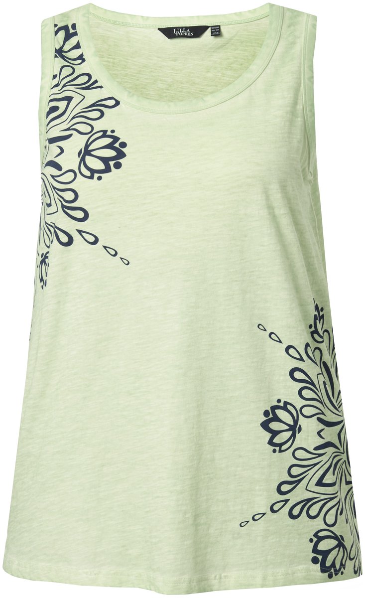 Ulla Popken - Dames - Top mandala's A-lijn ronde hals mouwloos - Natuur - Maat 50+