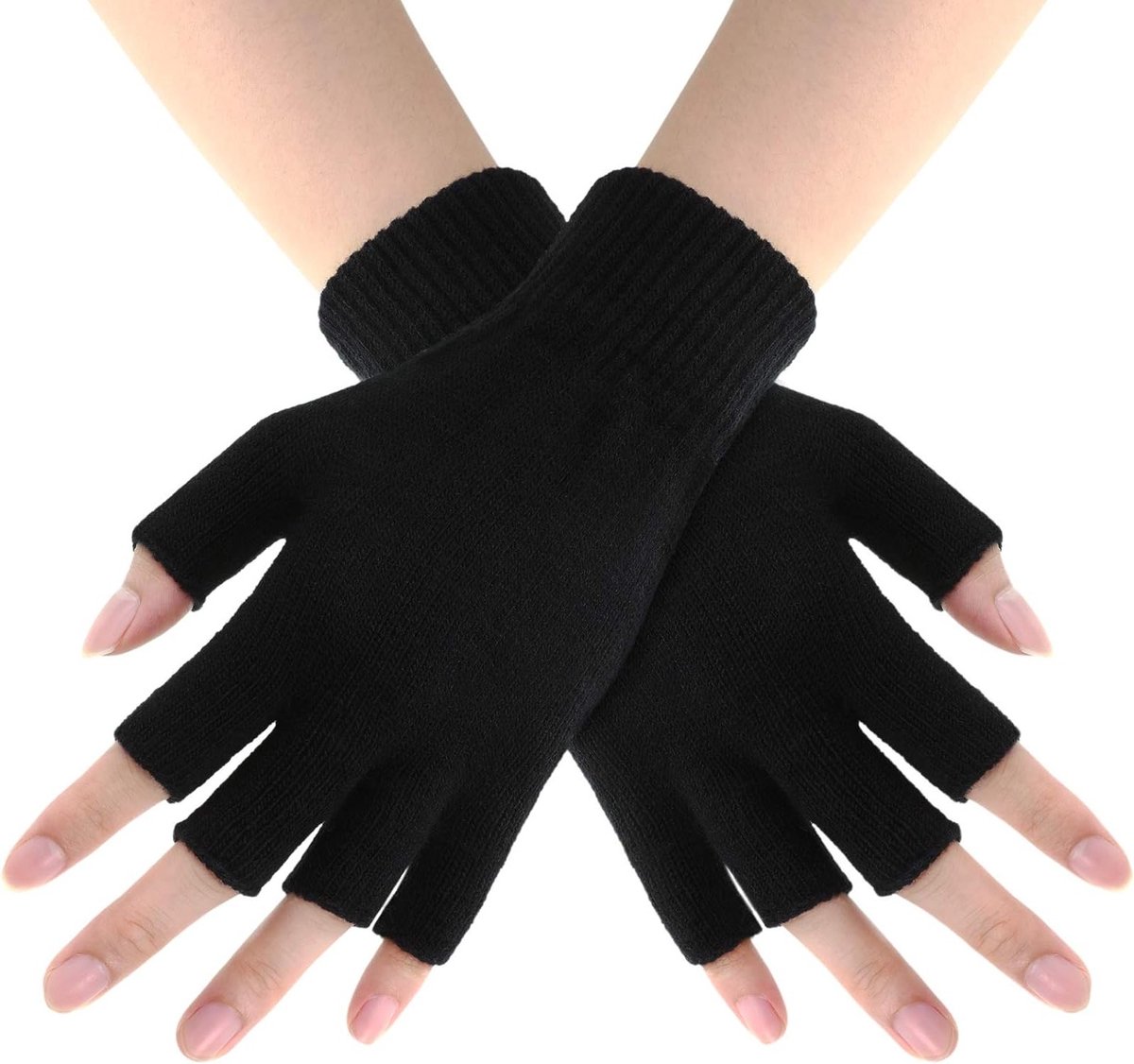 Vingerloze gebreide handschoenen voor mannen en vrouwen - warme halfvingerhandschoenen voor de winter, ideaal voor koud weer (1 paar)