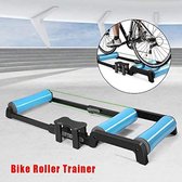 Fietstrainer Roller - Hometrainer Fiets - Indoor Fietsen - Geluidsarme Rol - 135 x 46 x 12 cm - Zwart/Blauw