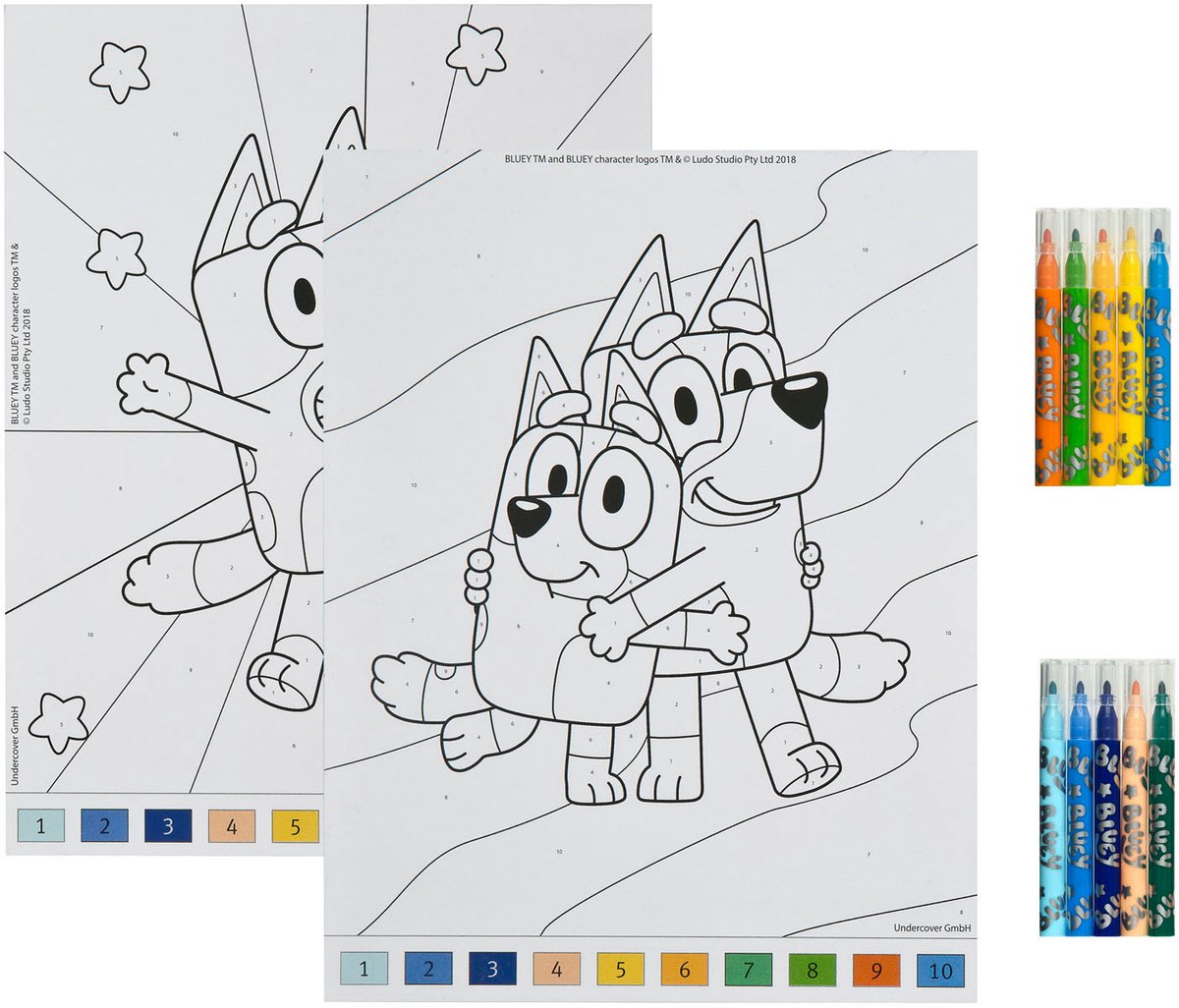 Kleuren op Nummer Set Bluey