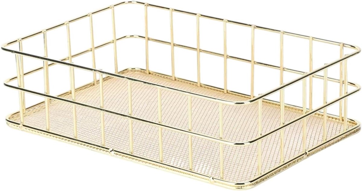Gouden Draadmand - Lade Organizer - Bureau Opbergen - Zachte Afwerking - 25 x 17 x 7 cm - Goud