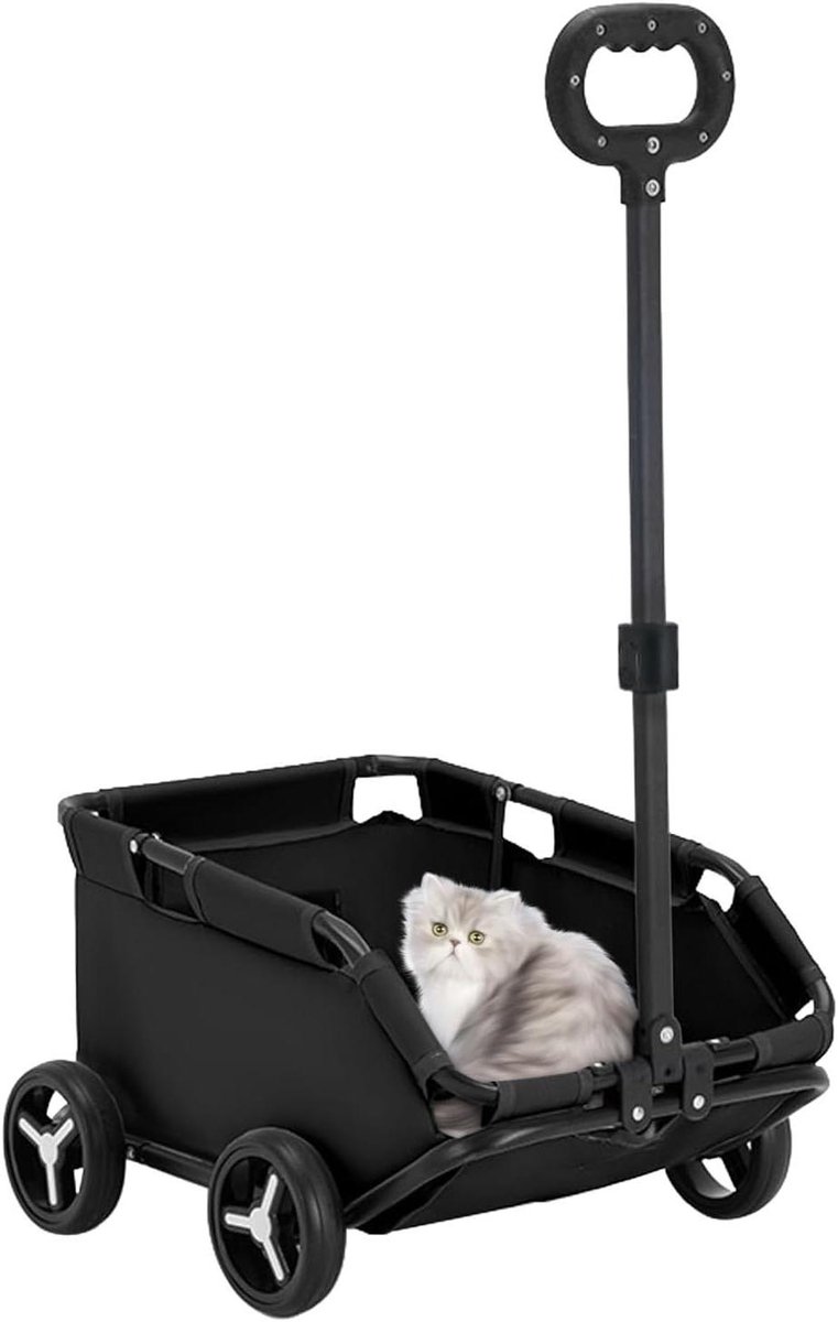 Hondenbuggy Kleine Honden - Reisbuggy Katten - Comfortabel Vervoer - Opvouwbaar Lichtgewicht - 59.3 x 39 x 16 cm - Zwart