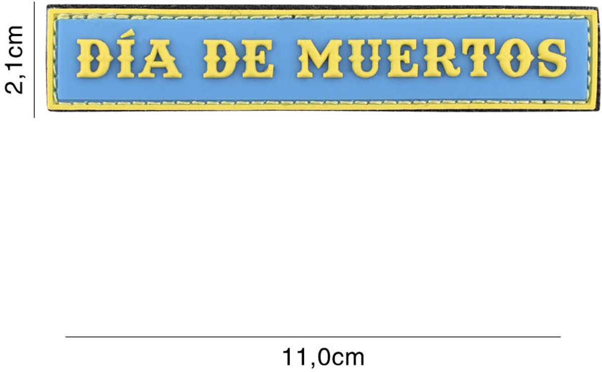 Embleem 3D PVC Dia de muertos streep blauw
