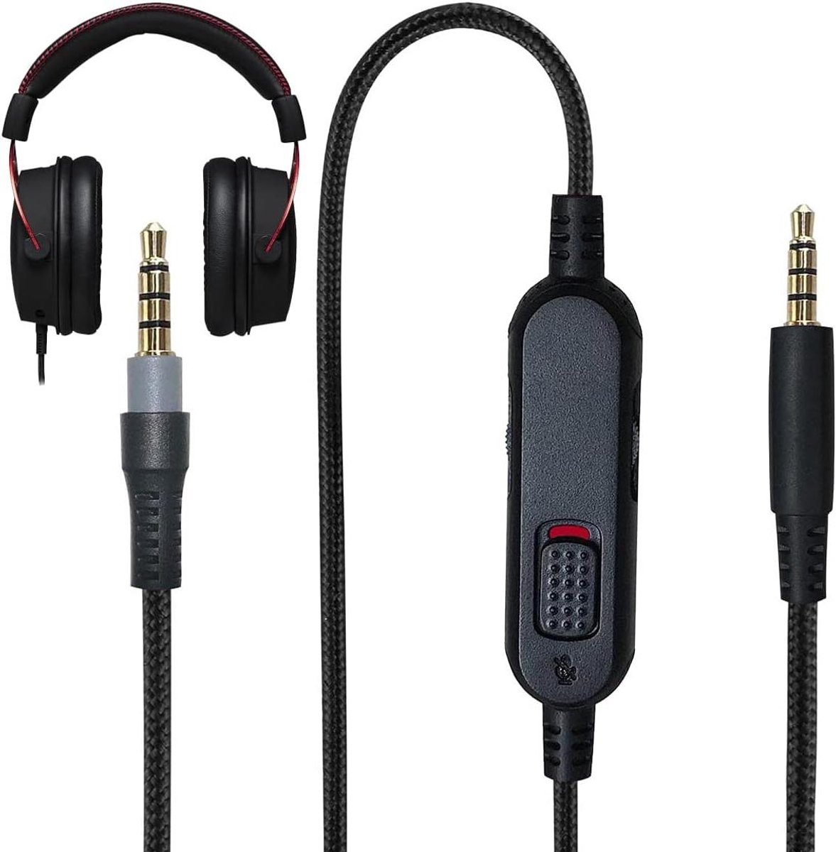 Aux Kabel - Vervangende Kabel - Gaming Headset - Inline Mute Volume - 2 meter - Zwart