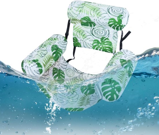 Opblaasbare Zwemstoel - Waterstoel Luchtbed - Ontspannen in Water - Verbeterd Drijfvermogen - 76 x 40.5 x 61 cm - Groen — afbeelding 5