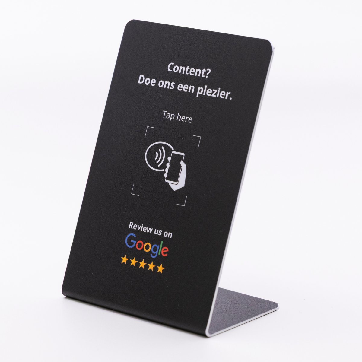 Happy Cards - Zwarte Google Review Kaart - NFC reviewkaart - ‘Content? Doe ons een plezier.’