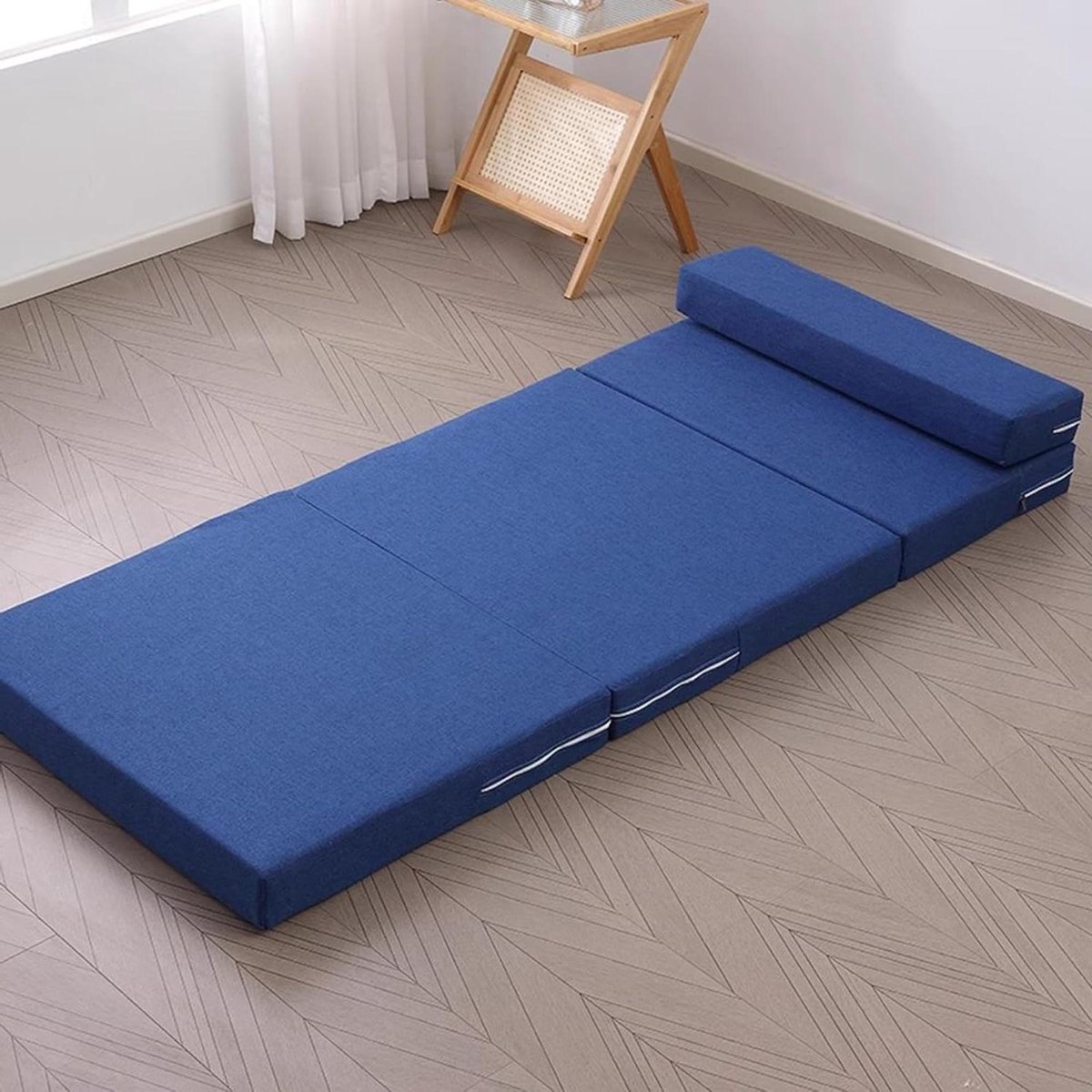 Opvouwbare Matras - Vouwmatras Gastenbed - Logeren Kamperen - Afneembare Hoes - 160 x 60 x 8 cm - Blauw