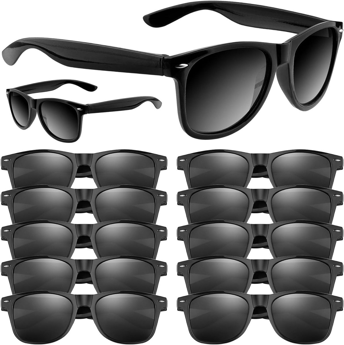 SnelShoppen - Zwarte Zonnebril Bulk 24 Stuks Neon Zonnebrillen Feestartikelen voor Zomer Strand Zwembad Bruiloft Verjaardagsfeestje Goody Bag Gunsten