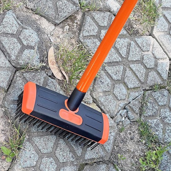Draad Bezem Set - Onkruidborstel Tuin - Terras Reinigen - Dubbele Borstelkop - 134 cm - Grijs — afbeelding 2