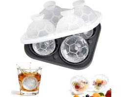 VHV-Grote Ijsblokjesvorm - Voetbal Ronde Ijsballen Maker van Siliconen - Luxe Ijsblokjesmaker met Trechter voor Whiskey, Cocktail en Wijn - Herbruikbare Ijsbollen Vorm