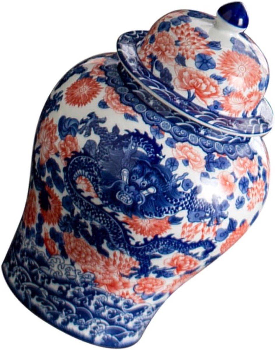Keramische Pot - Thee Blik Opslag - Keuken Organiseren - Luchtdichte Deksel - 1300ml - Blauw