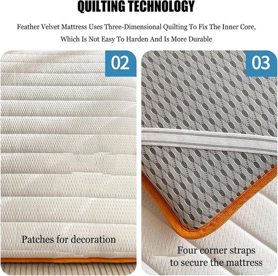 Vloermatras - Japanse futon matras - Comfortabel slapen - Zacht opvouwbaar - 120x200cm - A — afbeelding 4