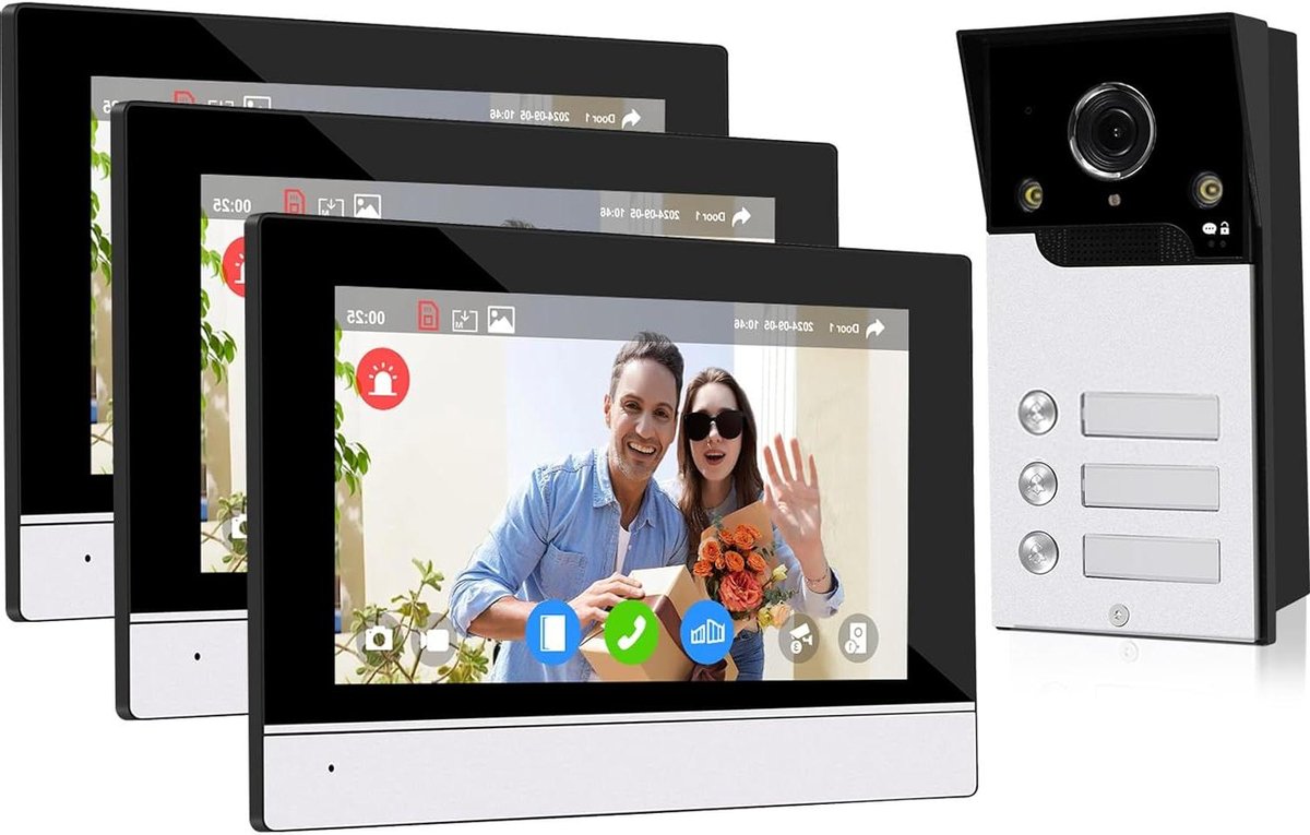 Video Deurintercom - Smart Set - Veilig Huis - 4 Draden - 7 inch - Wit