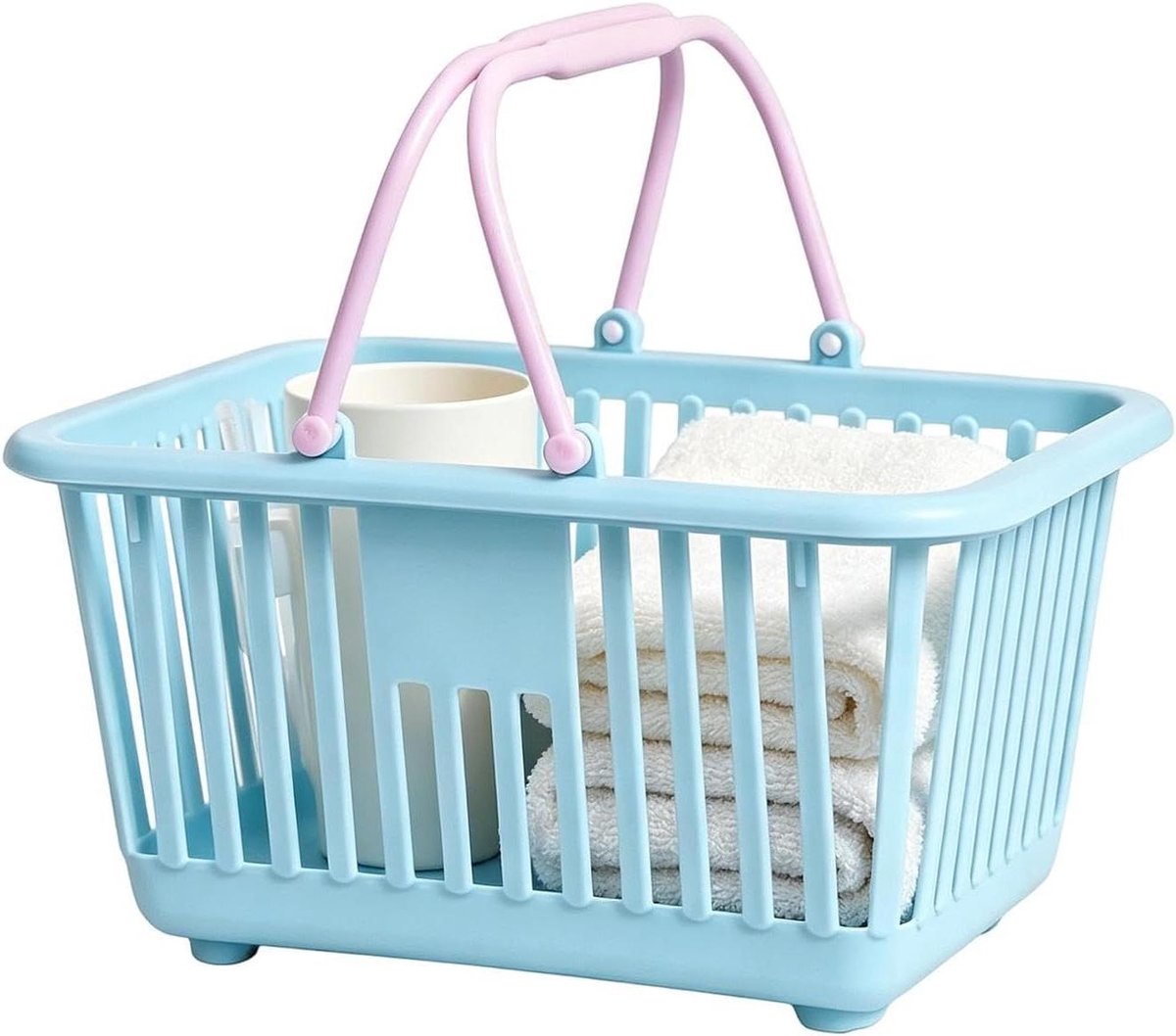 Kleine mand - Draagbare opberger - Speelgoed opbergen - Met handgrepen - 13x16x8 cm - Blauw