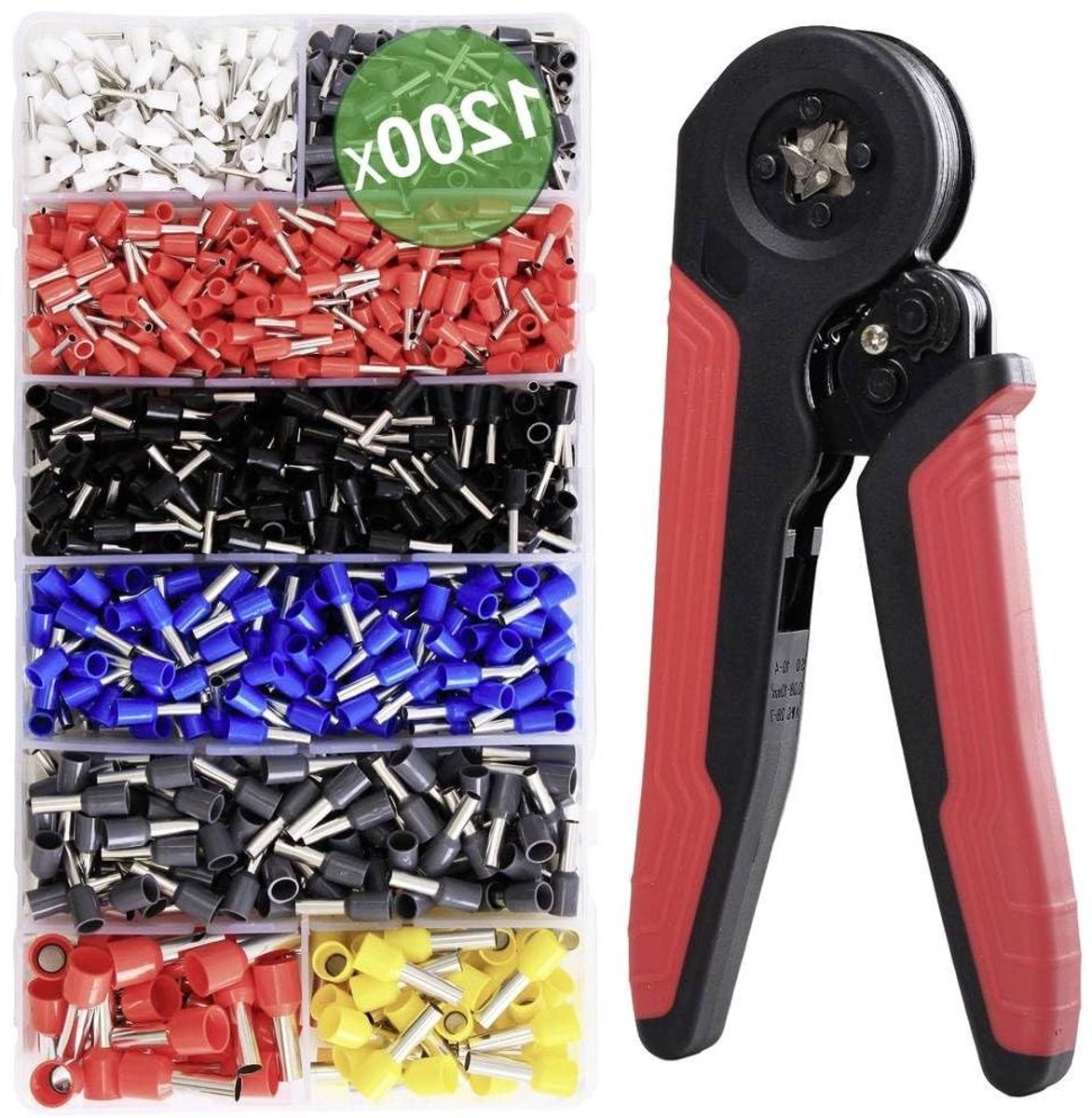 Adereindhulzen Set - Krimphulzen Kabel - Elektra Reparatie - Automatische Krimptang - 1200 stuks - Multicolor