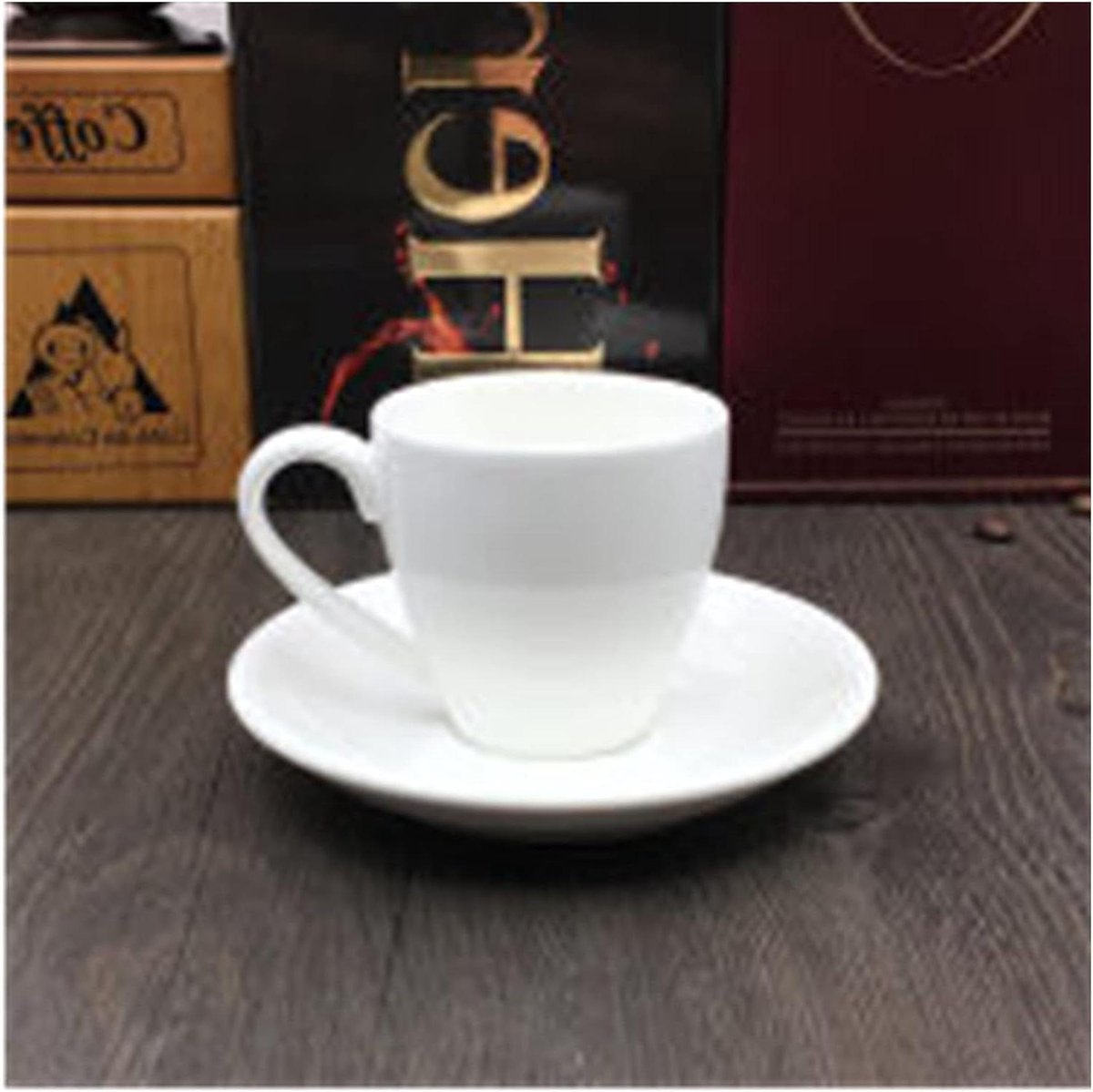 Keramische Koffiekop - Cappuccino Set - Thee en Koffie - Modern Ontwerp - 80 ml - Lichtgeel
