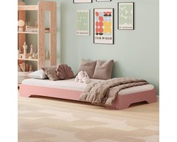 smartwood Floor Bed 90x190 Pink - Children's Bed made of Pine Wood with FSC Certificate - Montessori Bed with Curved Slatted Base up to 230 kg for Boys and Girls - Easy Assembly - TILA 7