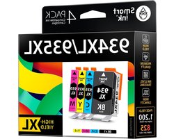 Smart Ink Compatibele inktcartridges als vervanging voor HP 934XL 935XL 934 XL 935 XL (1 zwart, 1 cyaan, 1 magenta, 1 geel) cartridges hoog rendement voor HP Officejet Pro 6230 6830 Officejet 6820