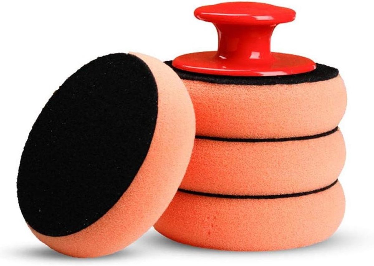 Autowas Spons - Schuim Applicator - Auto Polijsten - Ergonomisch Ontwerp - 4 Stuks - Zwart
