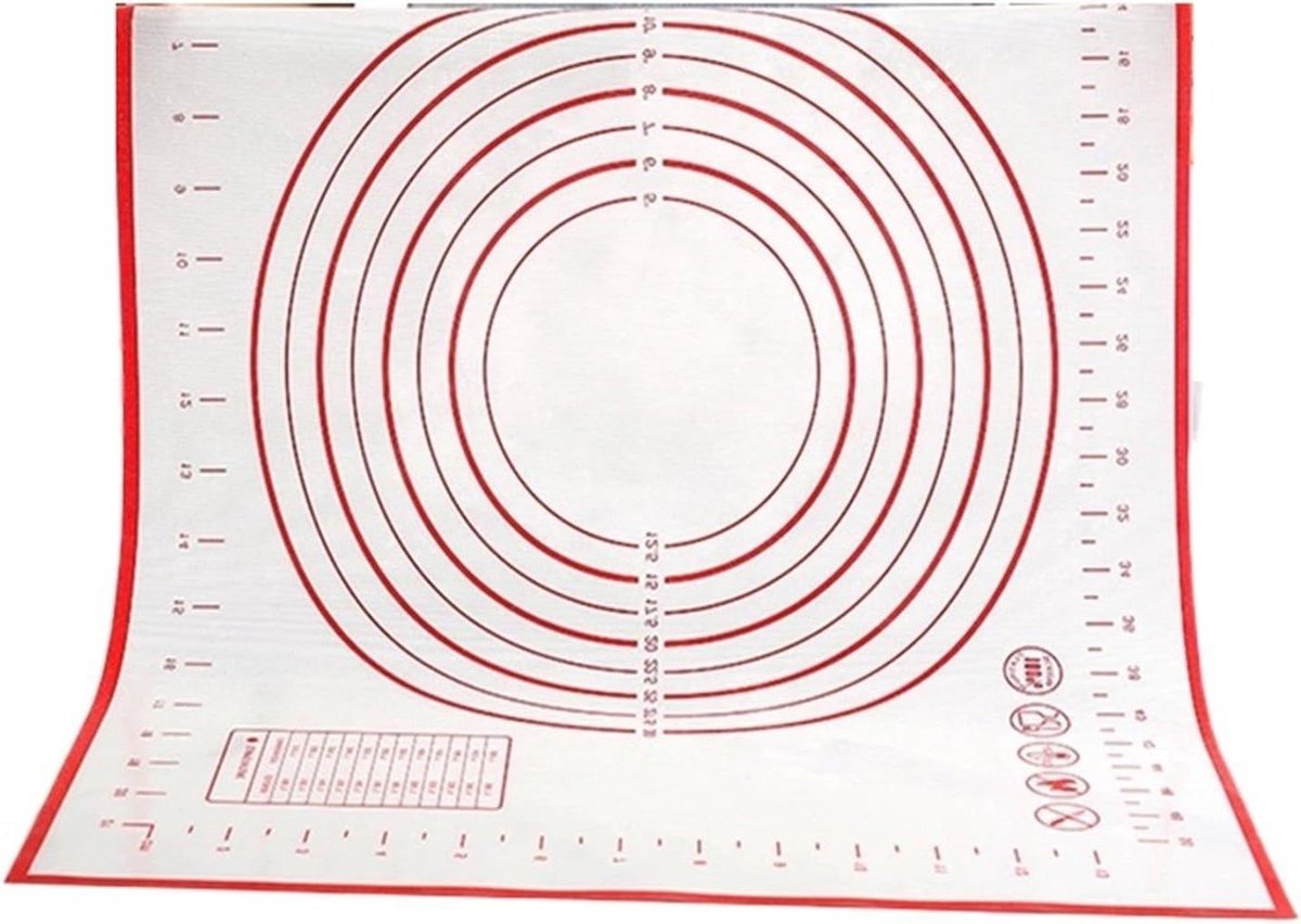 Siliconen Bakmat - Kneedmat Deegmat - Deeg Bereiden - Antiaanbaklaag - 29 x 26 cm - rood