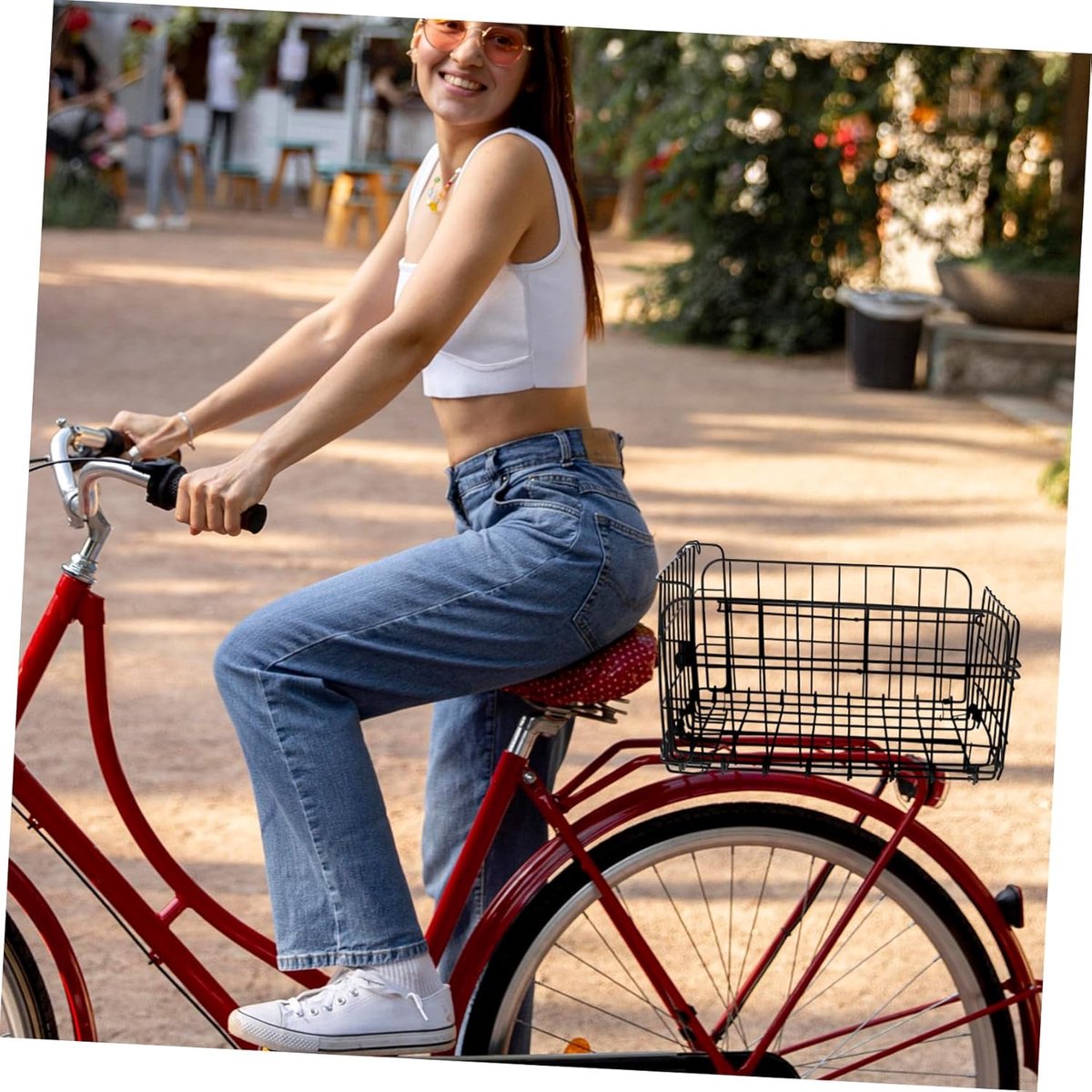 Vouwbare Fietsmand - Fietsmand Staaldraad - Fietsen Boodschappen - Ruime Opslag - 37X27X20 cm - Zwart