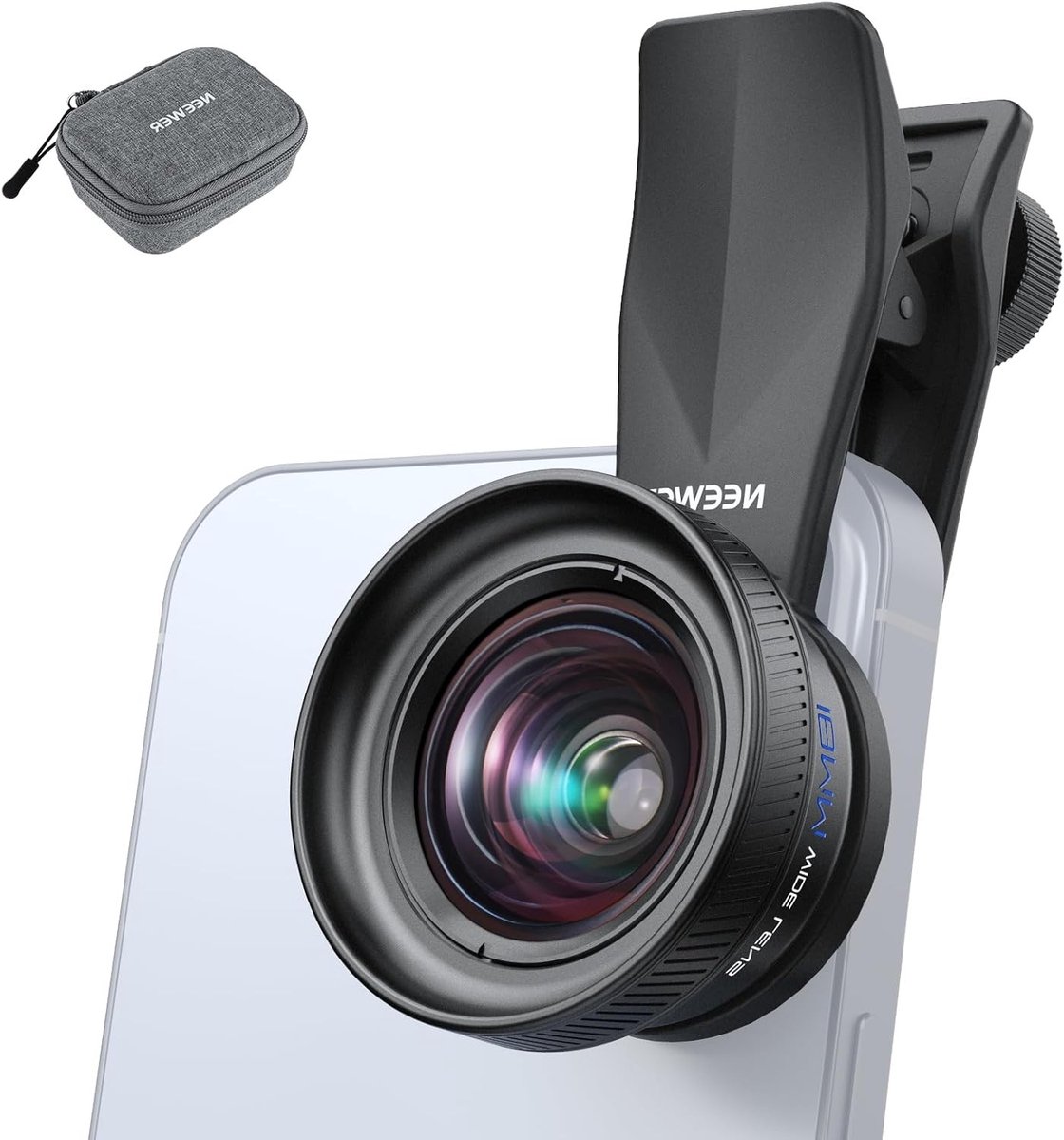 Wide Angle Lens 18mm met Clip voor 17mm Draad, FOV 100°, 0.5x Vergroting voor Mobiele Fotografie en Smartphone Camera's