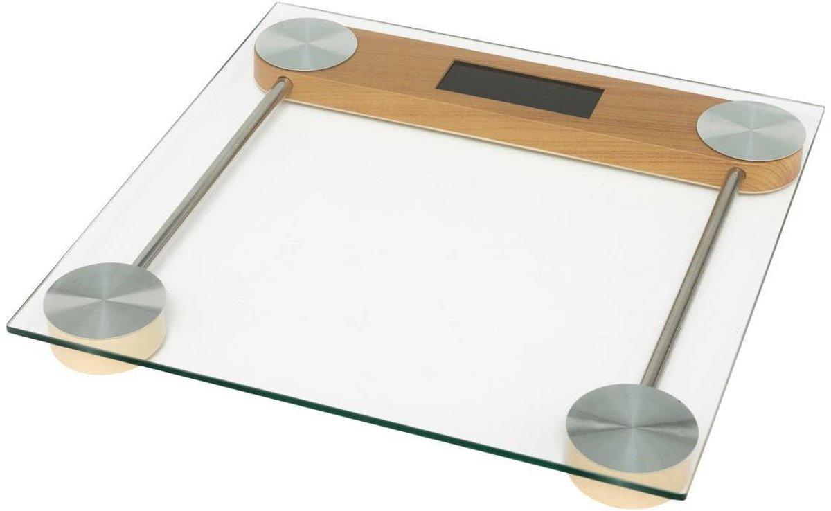 Digitale Personenweegschaal - Badkamerweegschaal Glas - Gezondheid Monitoren - Zelfkalibrerend - 28 x 28 cm - Transparant