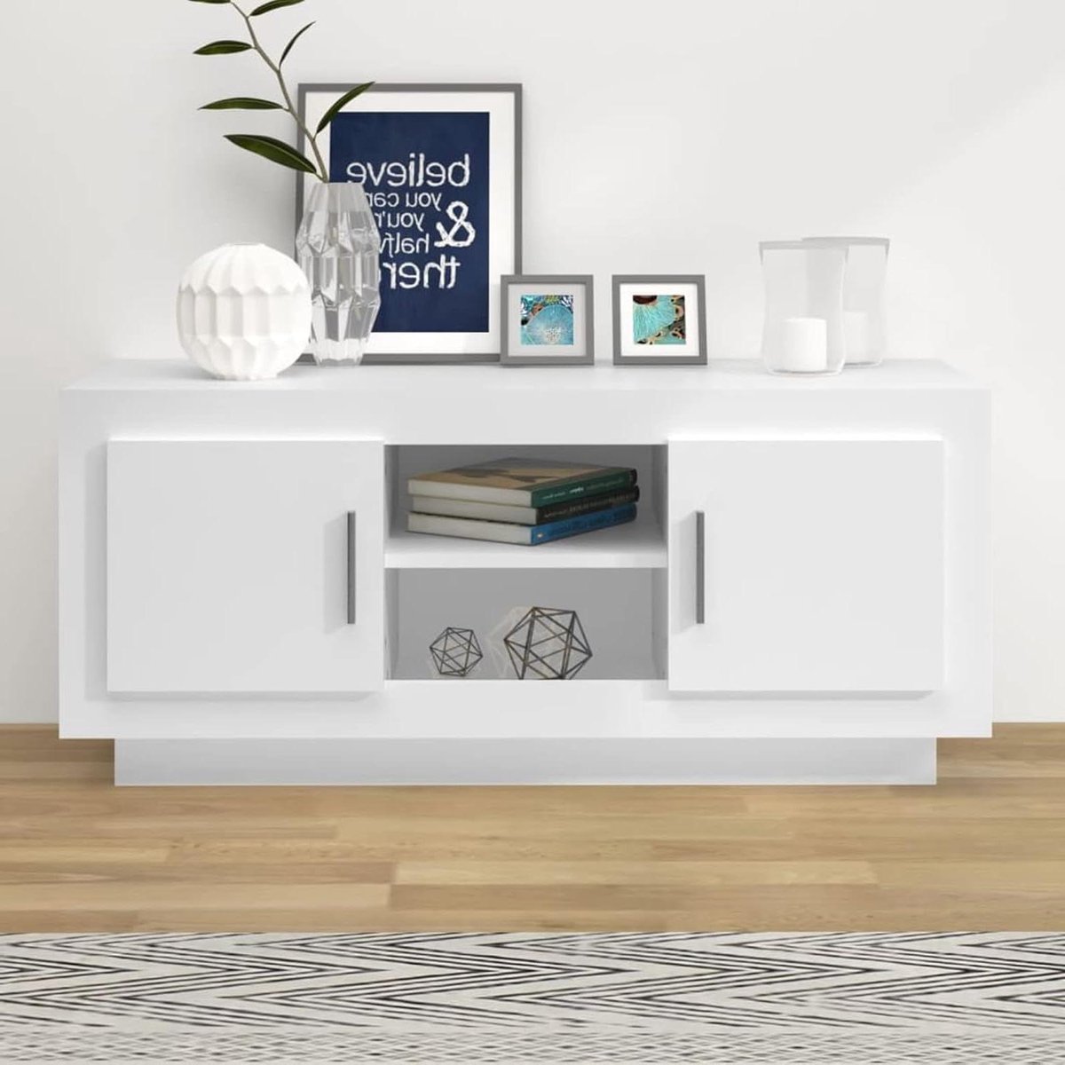 TV kast - Televisietafel Hifi-kast - Media Opbergen - Praktisch Ontwerp - 102x35x45 cm - Wit