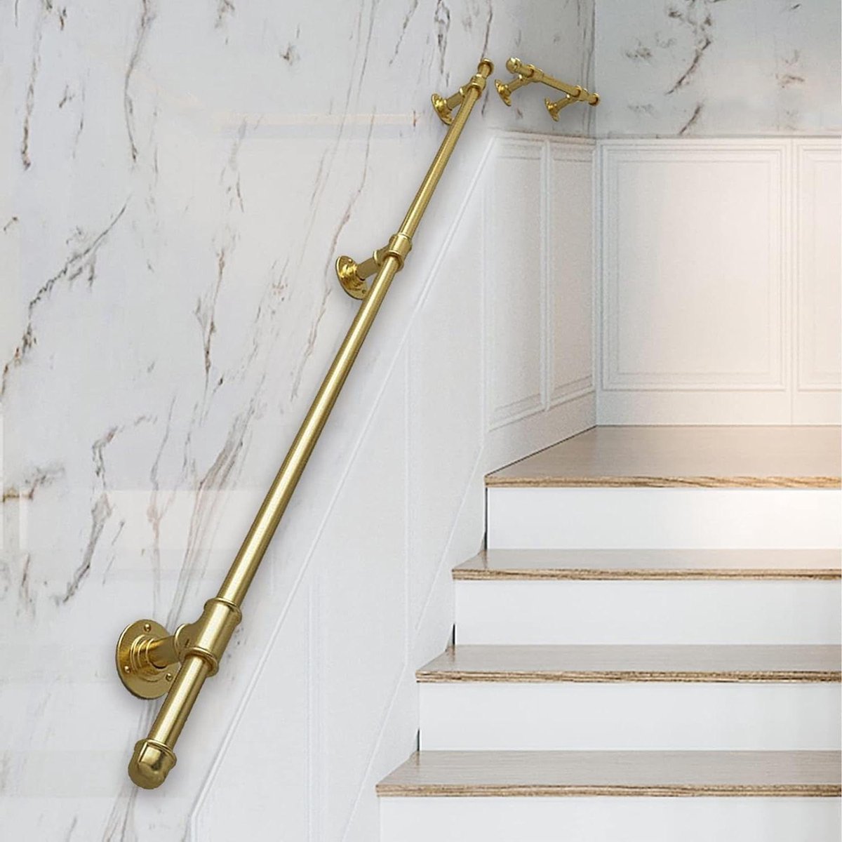 Leuning voor trap - Trapleuning bar - Veiligheid verhogen - Roestbestendige coating - 100 cm - Goud