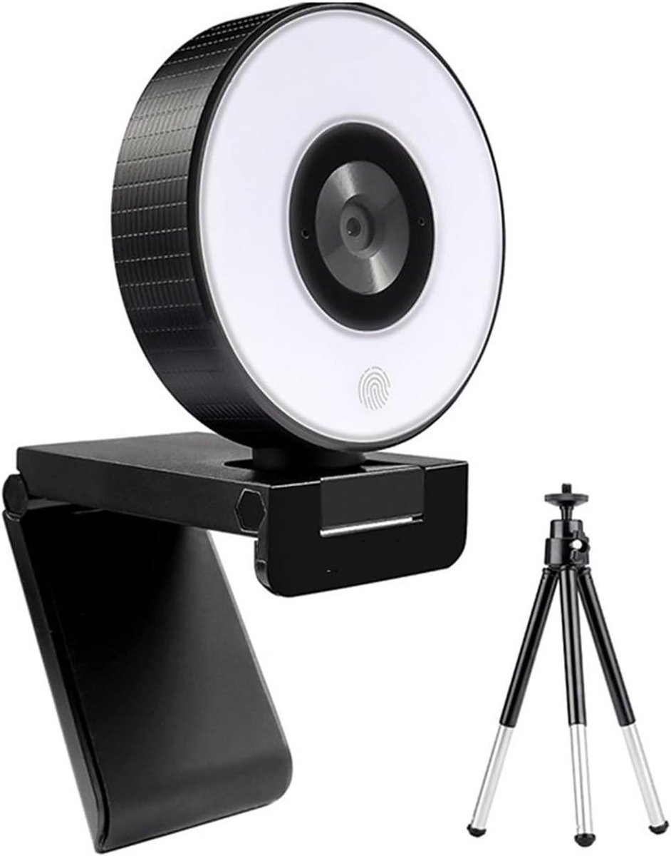 Webcam Full HD - Webcamera PC - Live Streaming - Dubbele Ringlamp - 1080P - Zwart