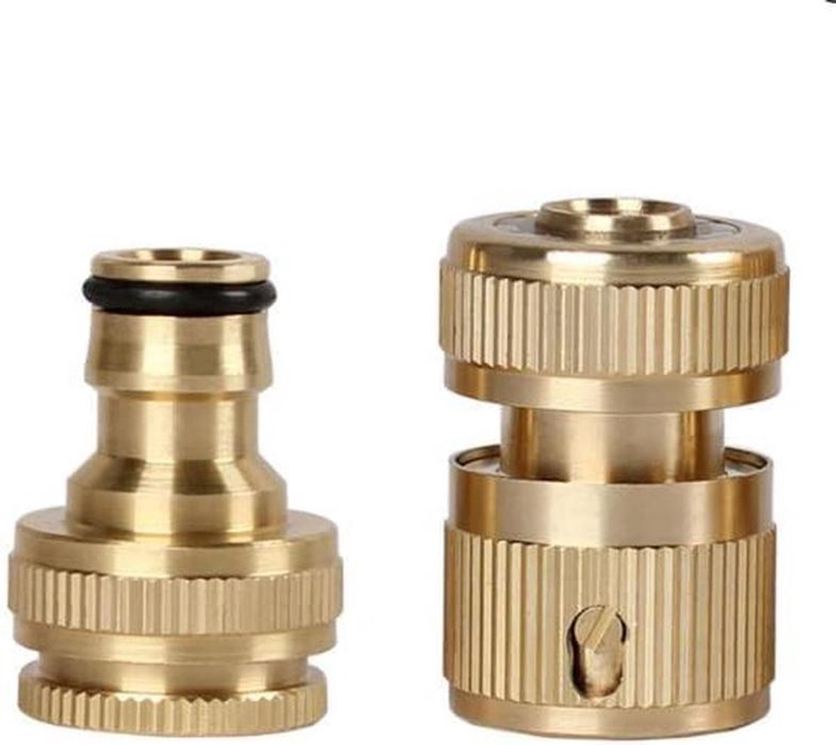 Slang Snelkoppeling - Tuinslang Connector - Water Geven - Dubbele Maat - 2 Paar - Grijs